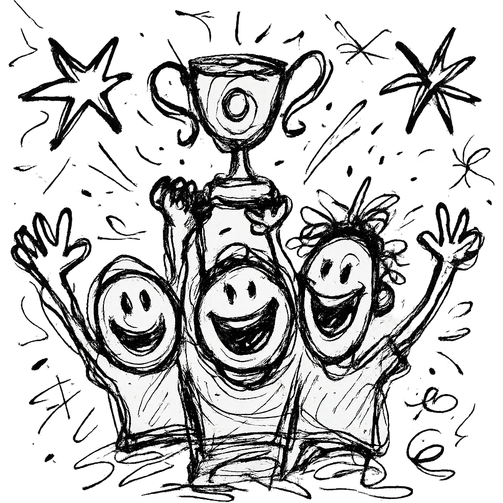 team celebrating with trophy emoji