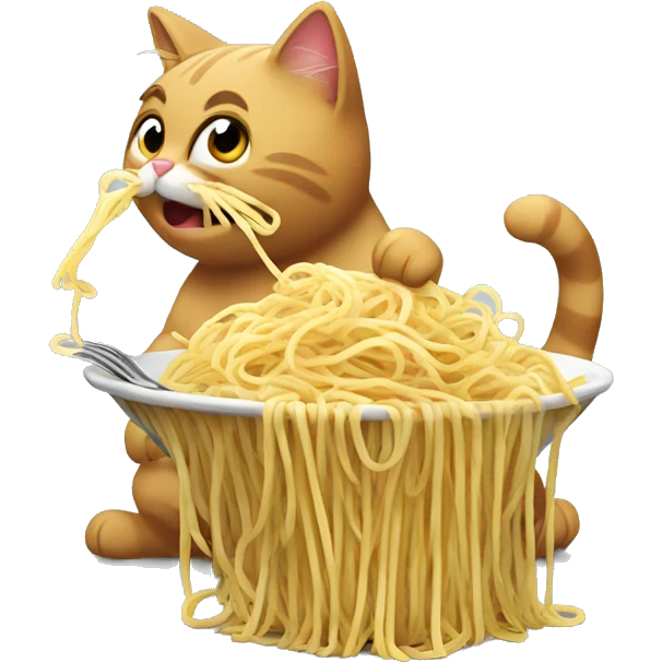 Cat eating spaghettt emoji