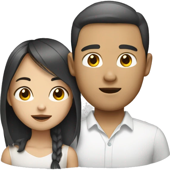 Asian girl with white man emoji
