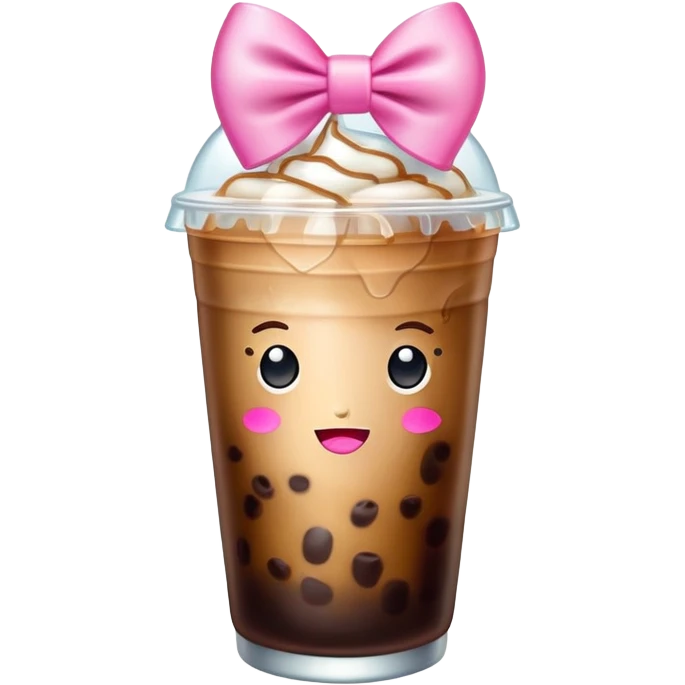 Iced Coffee with a pink bow emoji