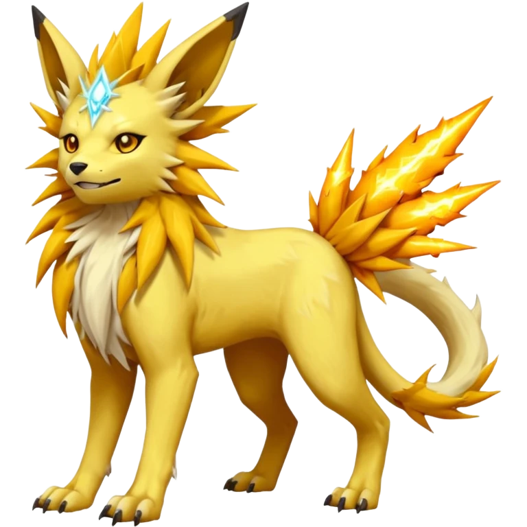 Feral Solgaleo-Jolteon-Vernid-fusion-hybrid-creature, full body  emoji