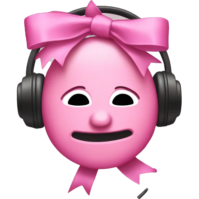 Pink head phone emoji with bows on the side emoji