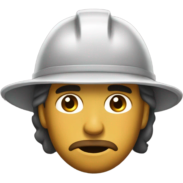 minero con casco con la cara triste emoji