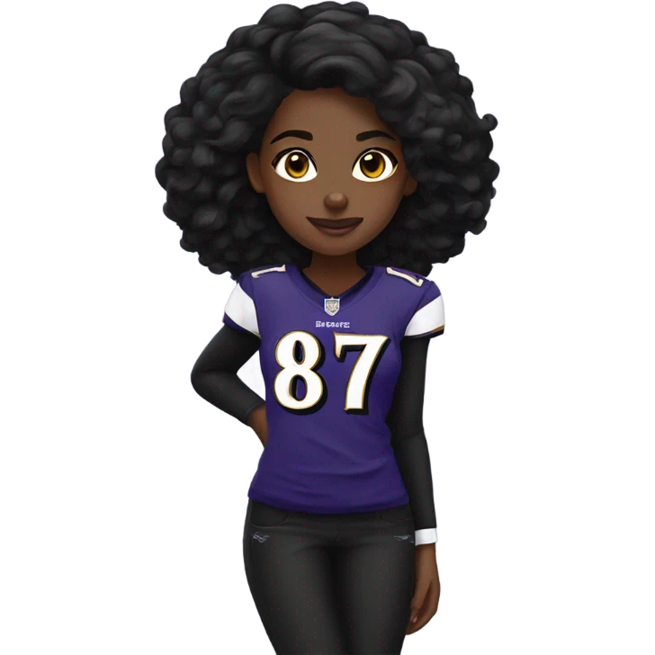 Black girl wearing Baltimore Ravens clothes emoji