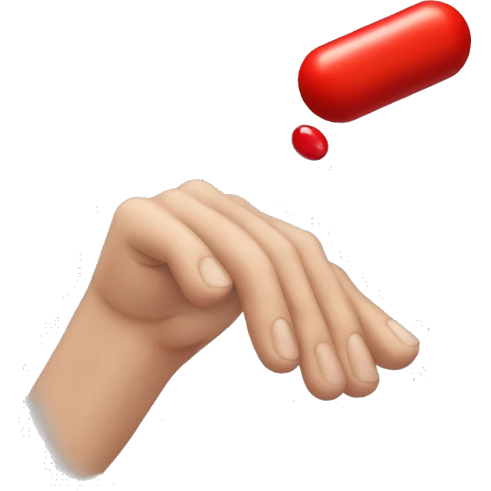 hand grabbing a red capsule emoji