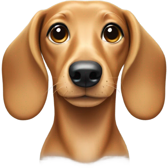 Blonde weiner dog with white patch of freckles on chest emoji