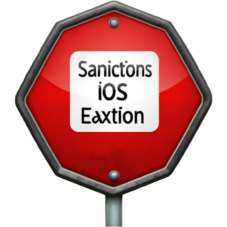 red, road sign, hexagonal, with the inscription sanctions emoji