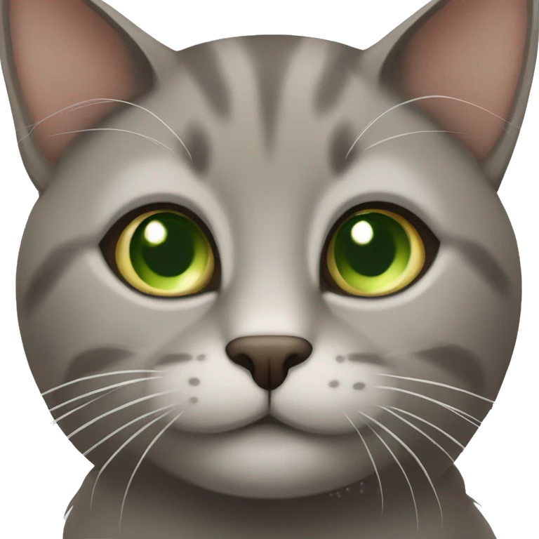 long-haired brown-gray cat with green eyes emoji