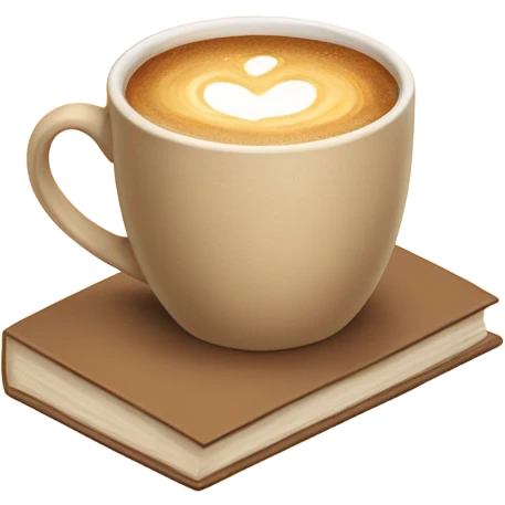 Beige cup of coffee, standing on a beige open Book, aesthetic, cozy  emoji