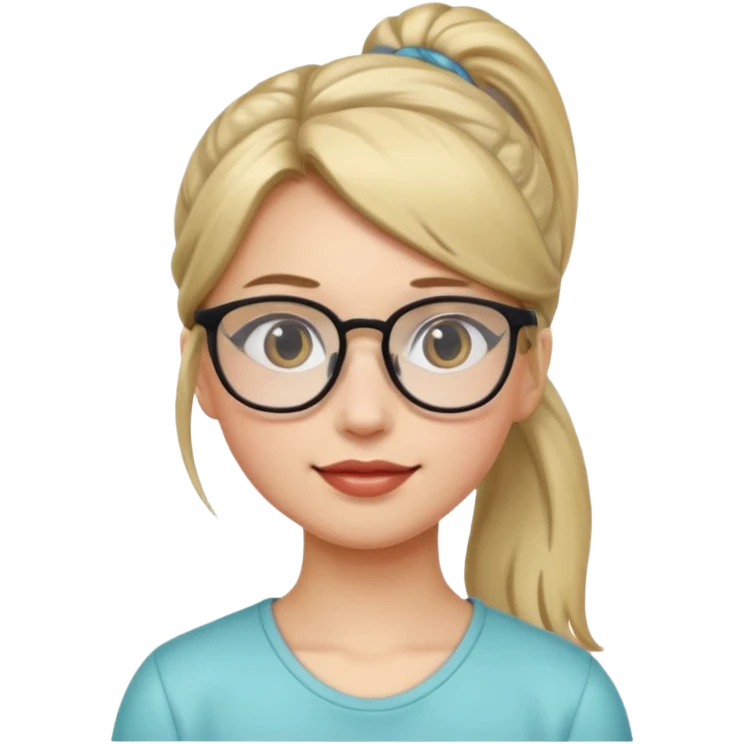 Ponytail Girl with Glasses emoji