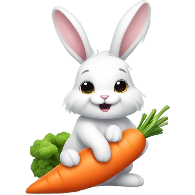 bunny eating a very large carrot  emoji
