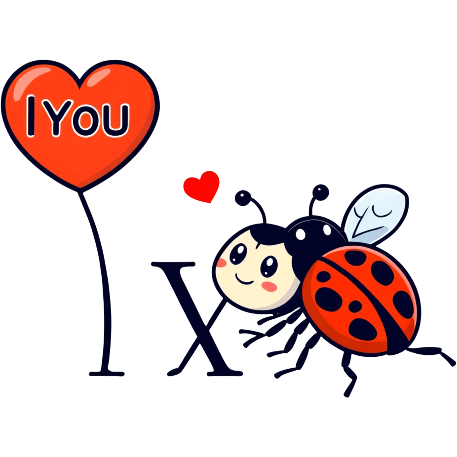 Ladybug with I love you sign emoji