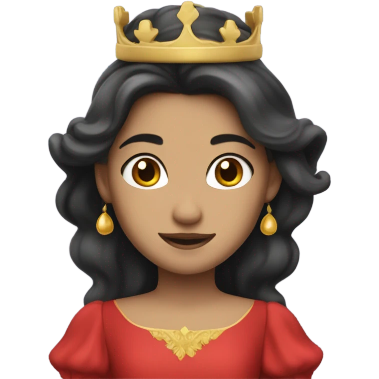 Princess- Fair skin- Long dark hair- crown- red dress  emoji