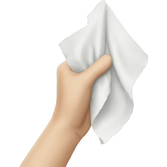 Pale hand holding a tissue emoji