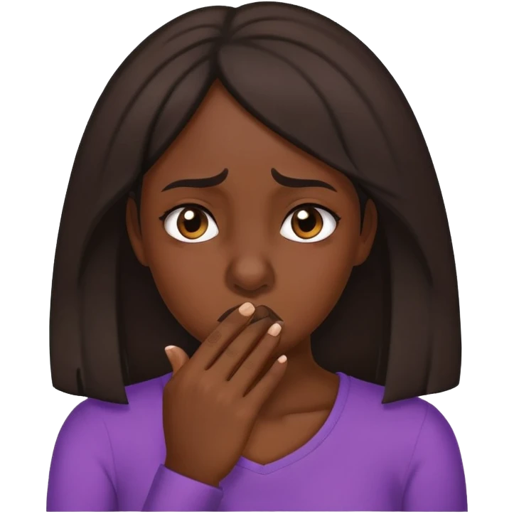 Dark skin girl holding nose disgusted emoji