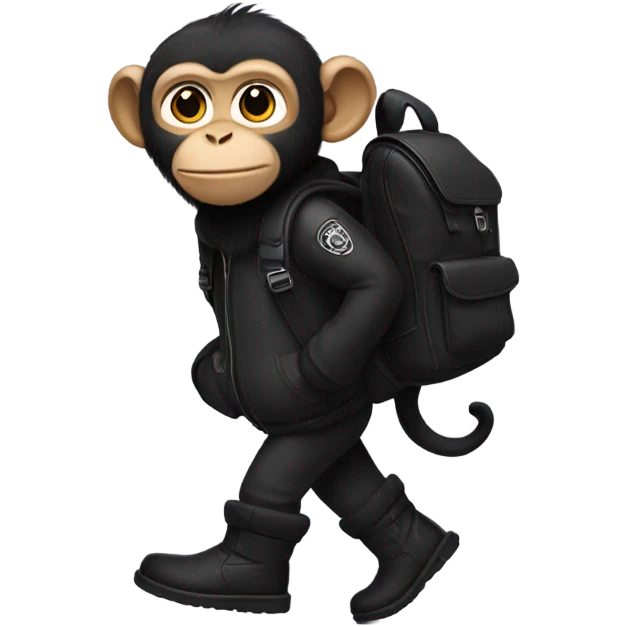 Monkey with black ugg boots and black backpack emoji