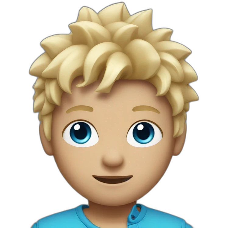 boy with blond, spiked hairs, blue eyes and lenses in memoji style emoji