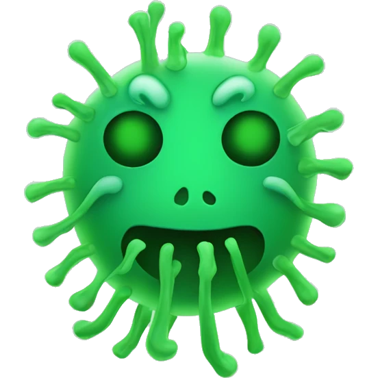 green bacteria shaped like a  very filine cat emoji