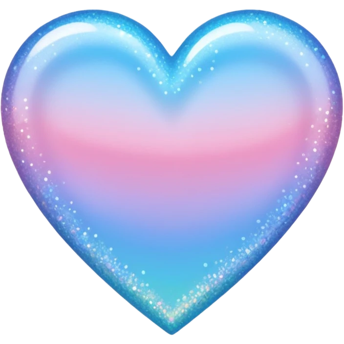 glitter heart with pastel pink to pastel blue ombre emoji