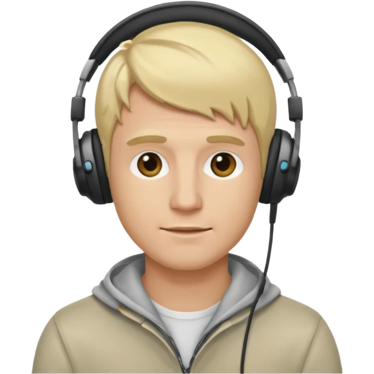 blonde man wearing headphones emoji