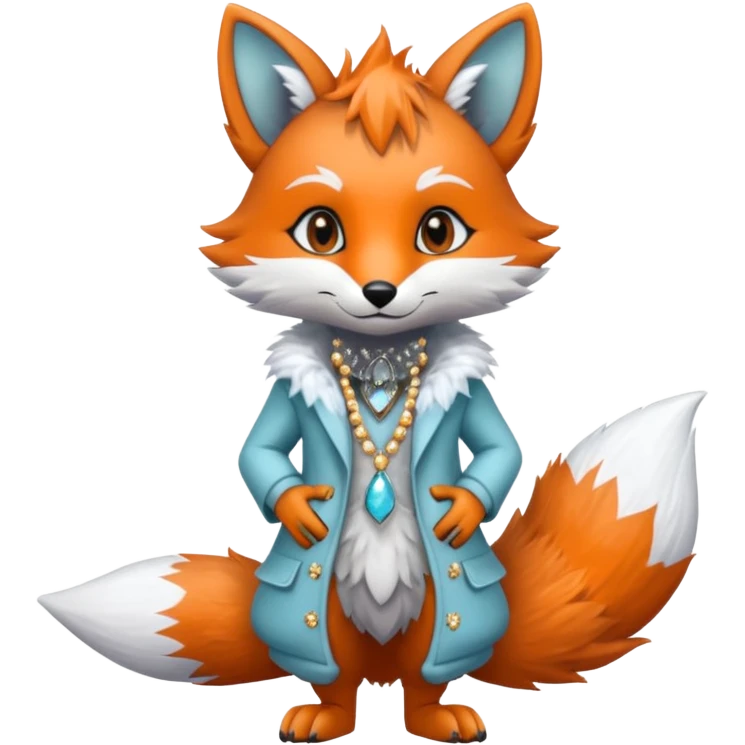Planted Floaay Floral Icy Snowy Glacial Sparkle Bling-bling Stylish clothed Fox-Numbat-Sergal-Lykoi-hybrid-fusion-animal-creature emoji
