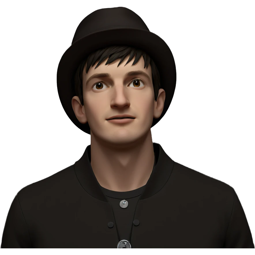 boy in hat looking at viewer emoji