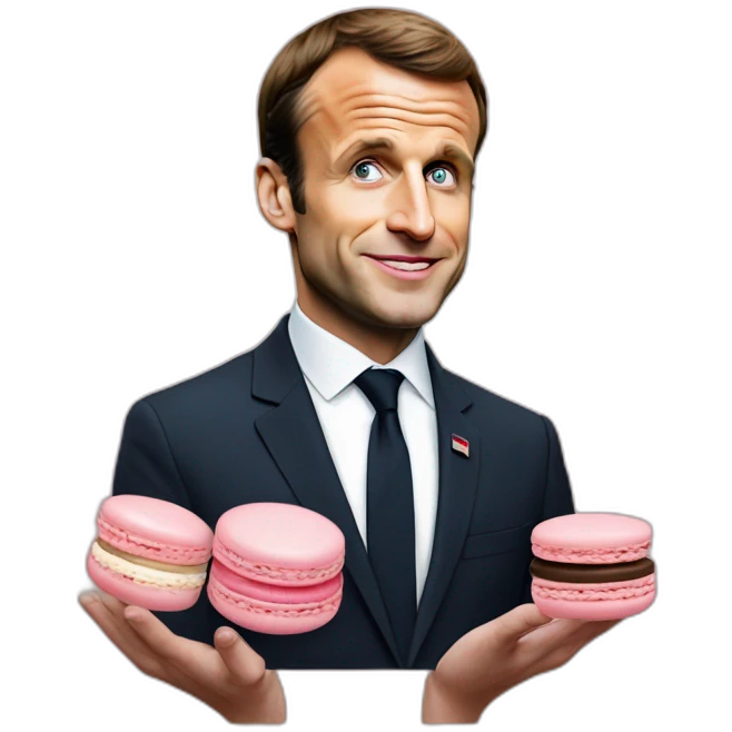 Emmanuel Macron with macaron emoji