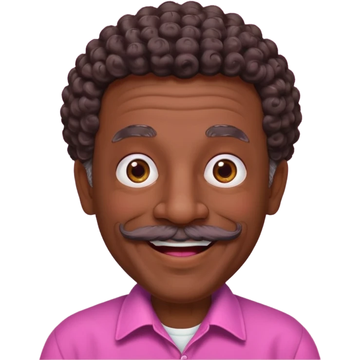old guy with very curly short dark hair and big  pink mustache emoji