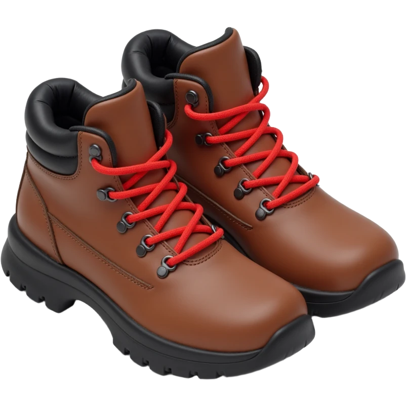 brown hiking boots with red laces, women's  emoji