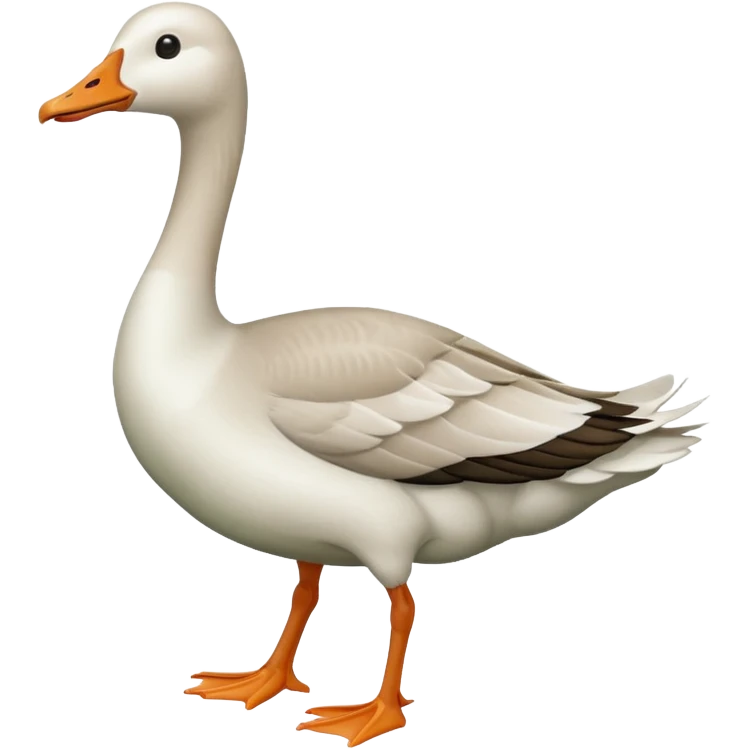 "Emoji of a running goose with a very long neck and two legs. The goose looks like a white goose dyed green, not a duck." emoji