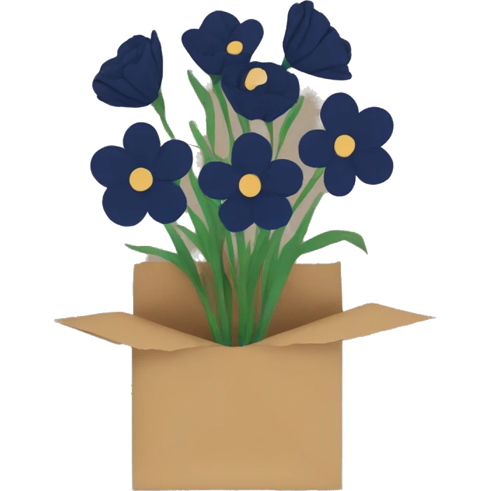 navy flowers with brown paper wrap emoji