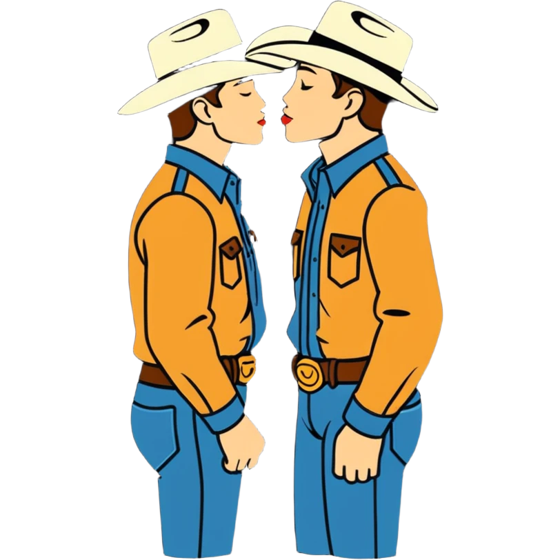 two cowboys, both men, kissing emoji