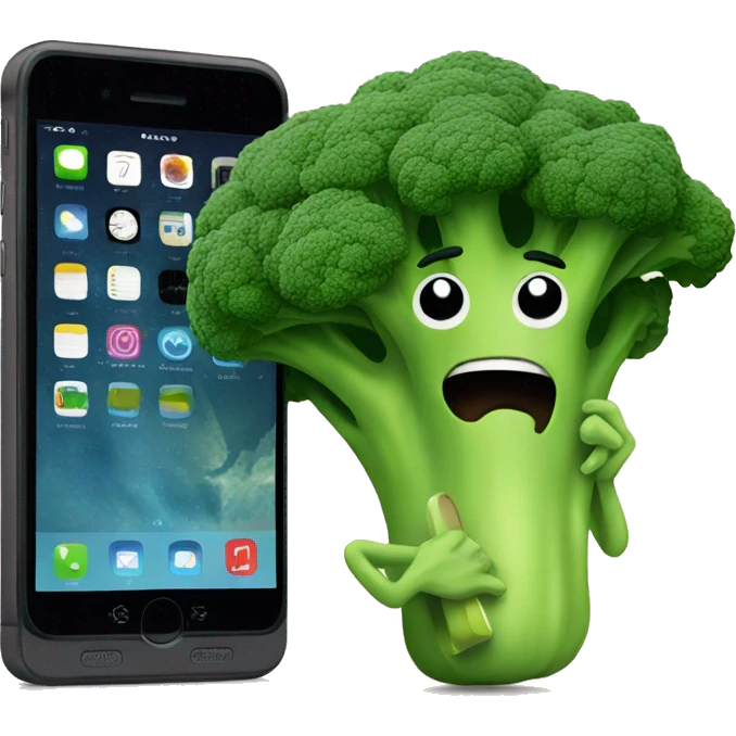 Broccoli holding a phone emoji