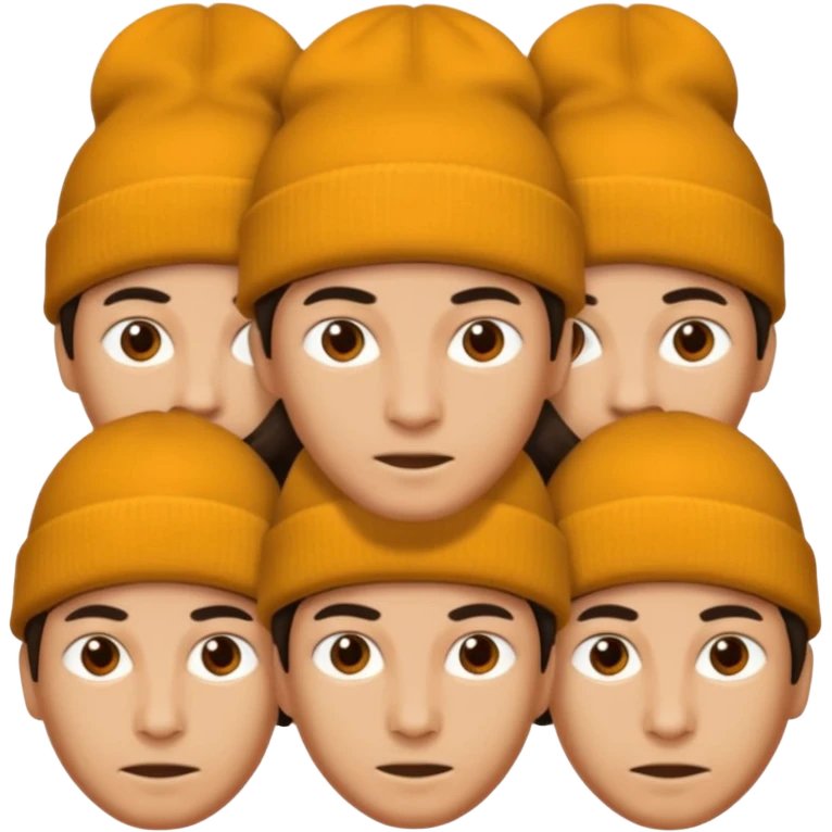 a person with multiple heads like a hydra, wearing beanies emoji