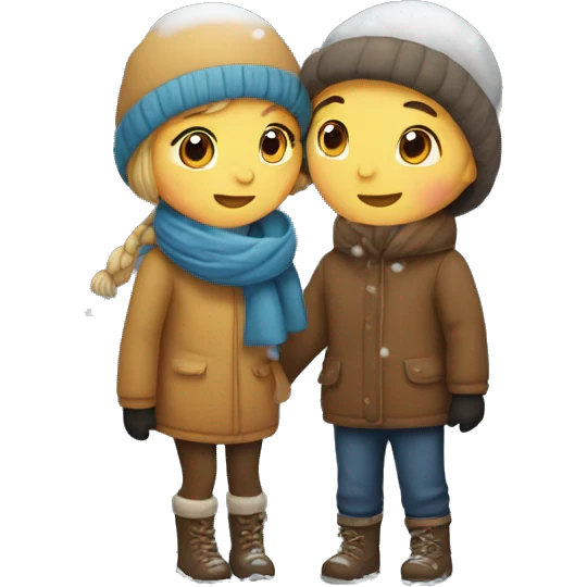 boy and girl in snow kissing emoji