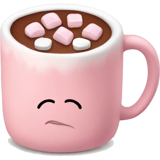 Light Pink mug of hot chocolate with marshmallows  emoji
