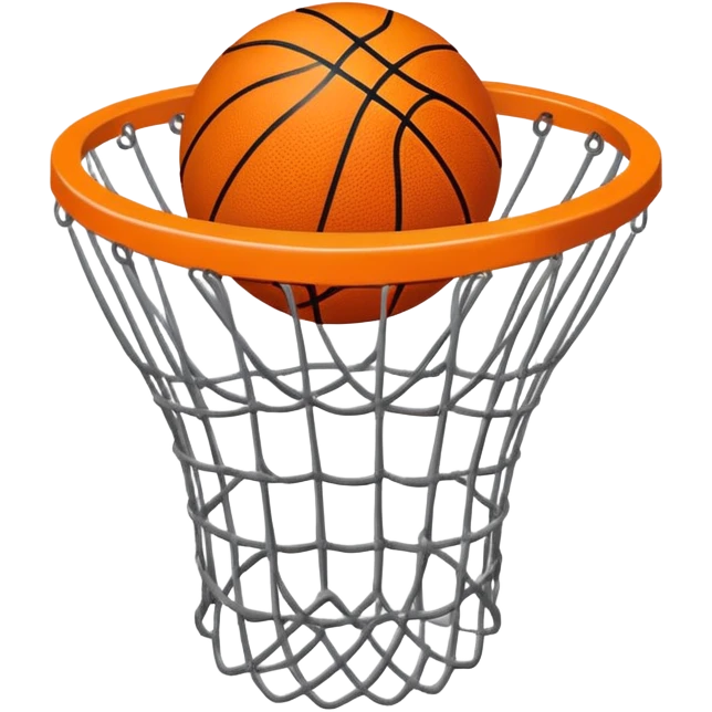 Basketball with net wrapping around it, like ball is wearing a net crown, iOS emoji style emoji
