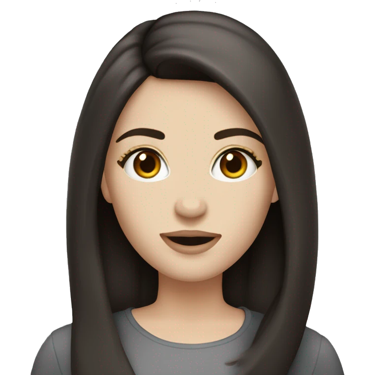 Generate emojis of an IT girl with dark hair and pale skin. With brown eyes emoji