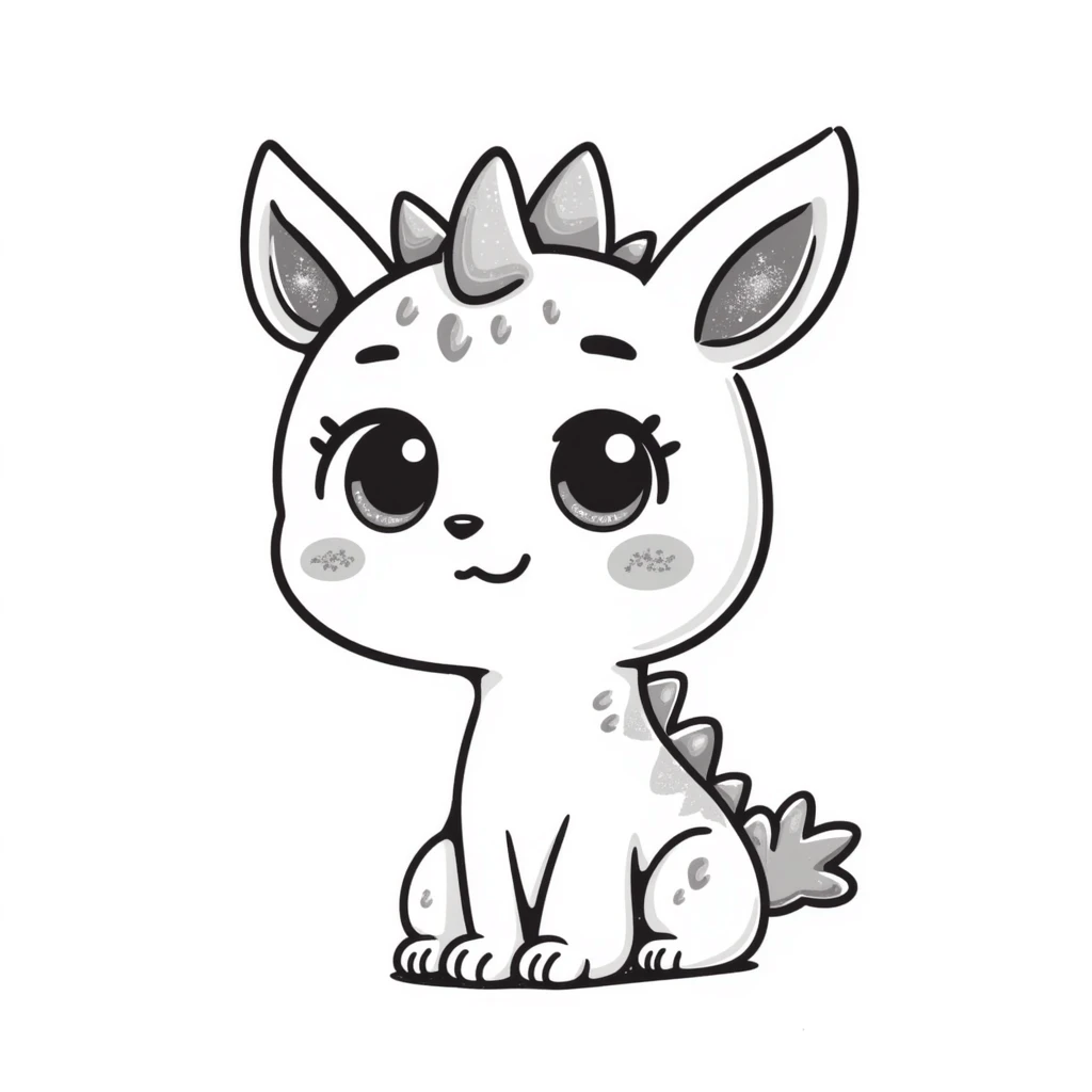 Kawaii bunny plant dragon with tiny spikes, extremely cute, VERY exaggerated proportions, oversized head, enormous sparkly eyes taking up most of the face, tiny body, stubby limbs, blushing cheeks, pastel colors, small mouth, adorable expression, colored pencil texture, visible pencil strokes emoji