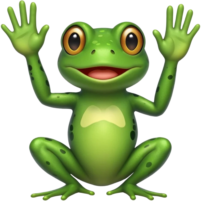 Frog waving hi saying look at me emoji