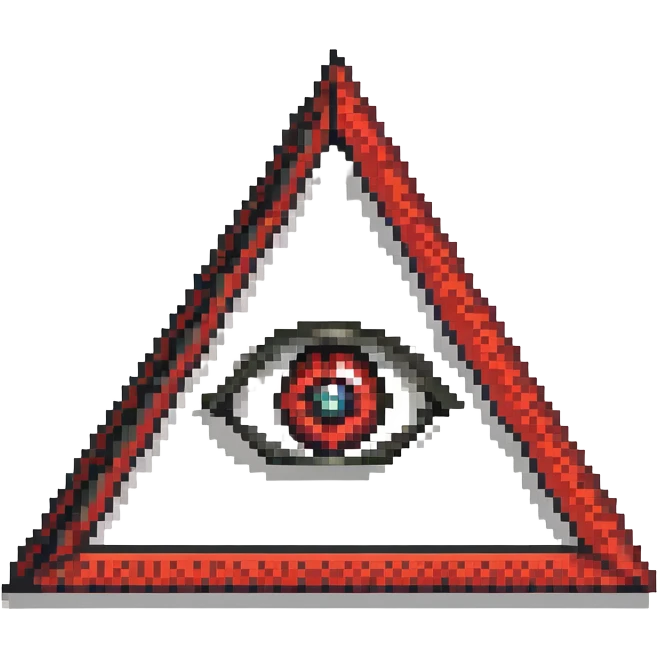 Illuminati triangle symbol with eye in center, black and red color scheme emoji