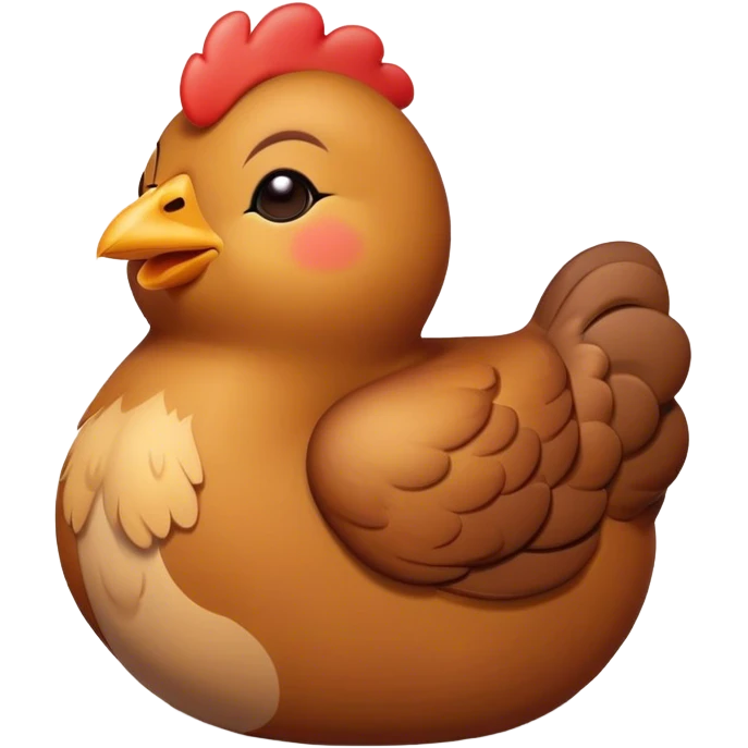 Meme-Worthy Cute Sleeping Brown Chicken Portrait Emoji, Head resting peacefully with a contented smile, showcasing a delightfully compact build and a luxuriously soft brown plumage, eyes shut in a serene, restful nap, Simplified yet hilariously adorable features, highly detailed, glowing with a soft, drowsy light, high shine, relaxed and utterly lovable, stylized with an air of playful laziness, bright and heartwarming, soft glowing outline, capturing the essence of a comically sleepy chicken, so meme-worthy it feels like it could instantly become the next viral sensation of adorable slumber! emoji