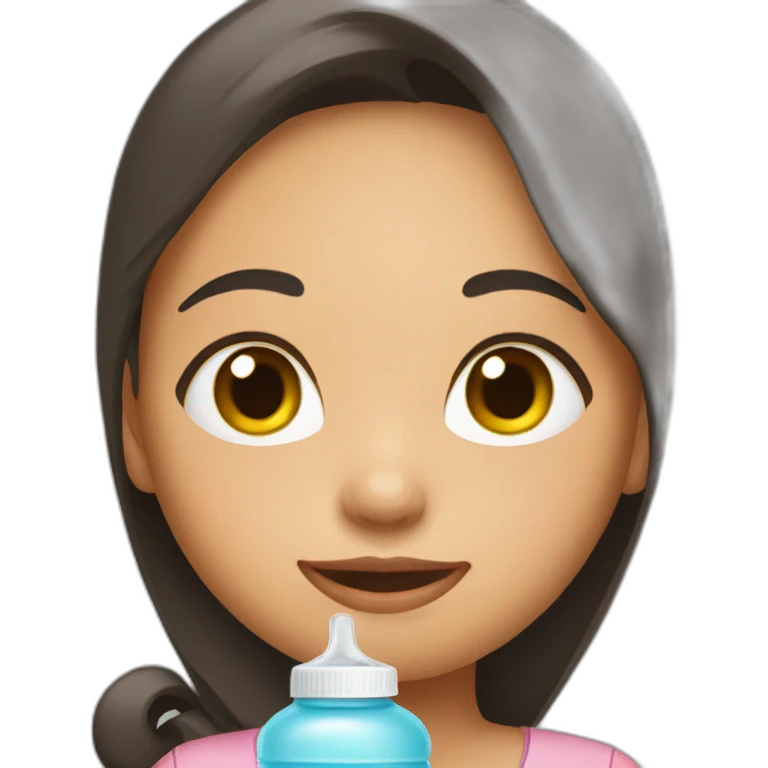 Indonesian girl with baby bottle emoji
