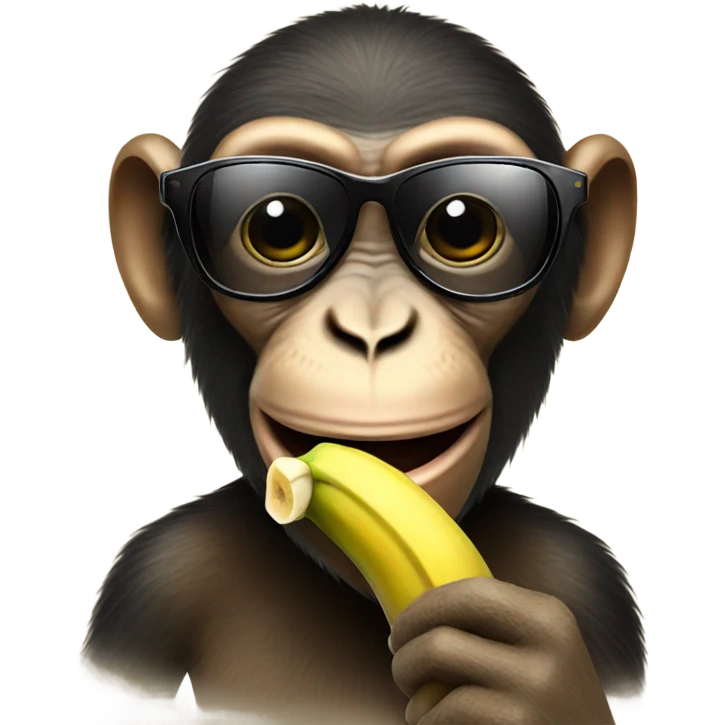 Monkey eating banana wearing sunglasses  emoji