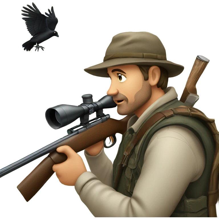 Man hunting crow emoji