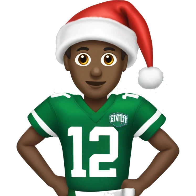 Geno smith in uniform and santa hat  as elf on the shelf  emoji