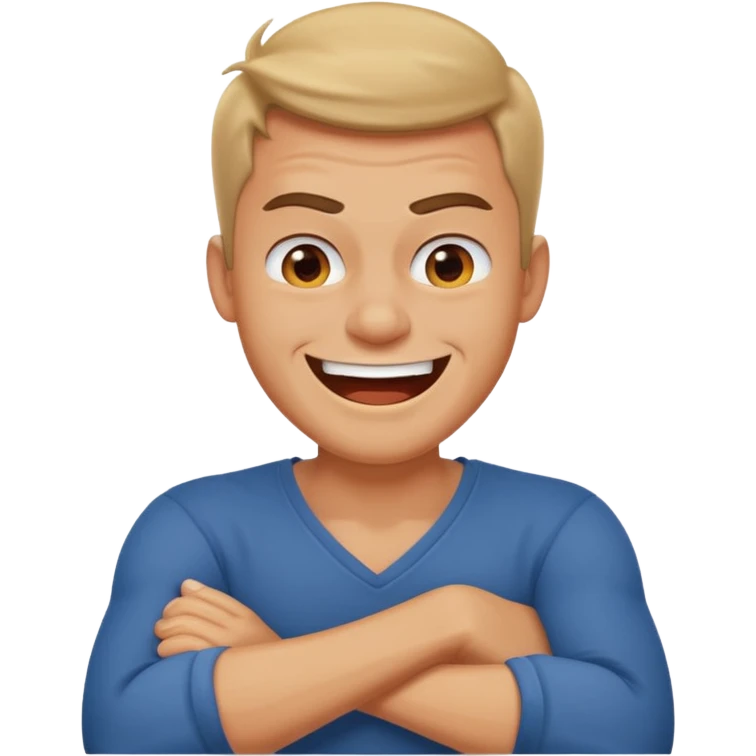 arms crossed around neck angry laughing guy emoji