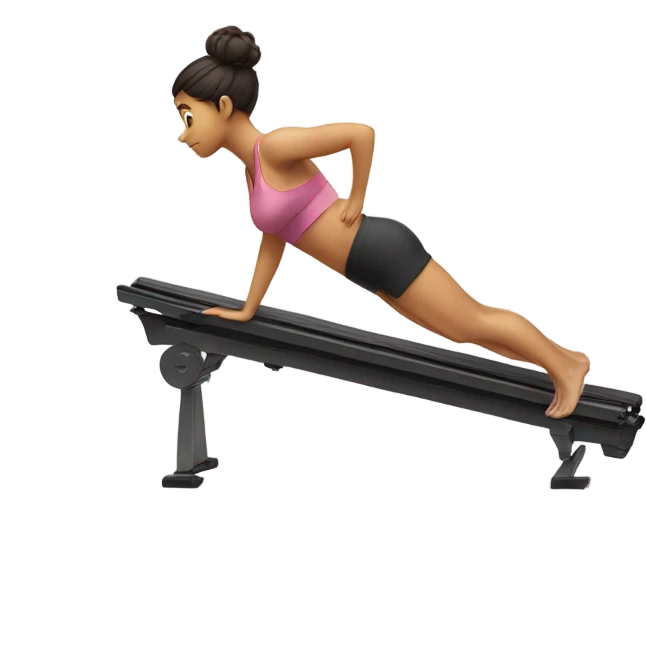 Girl doing plank on reformer emoji