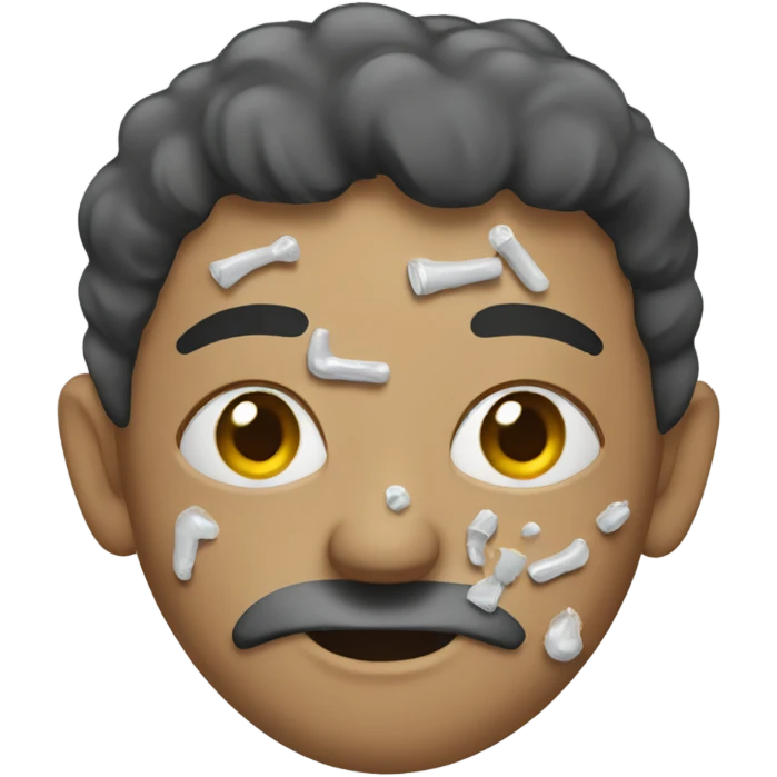person with glue all over their face emoji
