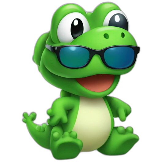 Yoshi wearing sunglasses emoji